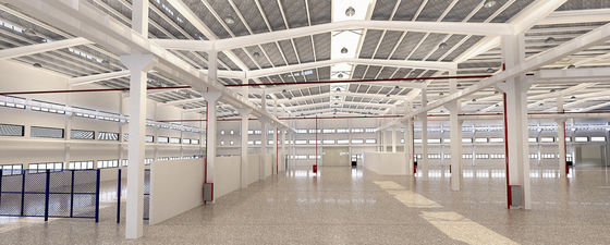 Construction de structures industrielles préfabriquées peintes / préfabriquées en acier Atelier d'isolation thermique en acier léger