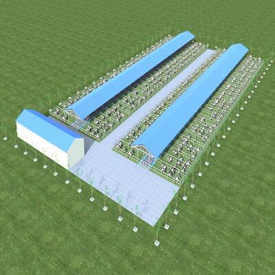 Conception et fourniture d'un hangar de ferme laitière moderne en structure métallique en acier avec système de ventilation