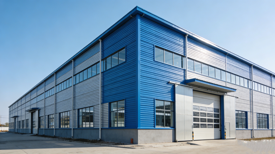Entrepôt d'une structure en acier industriel préfabriqué à boulonnage moderne et robuste pour usine