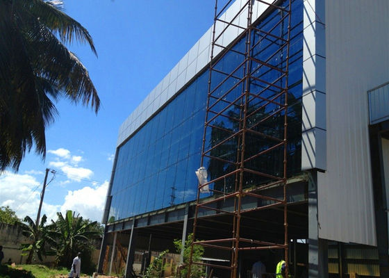 Bâtiment de bureaux en acier à plusieurs étages préfabriqué avec rideau de verre