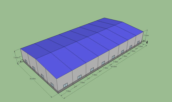 Entrepôt en acier préfabriqué de 60x30x7,5 m ASTM A36 Q235B